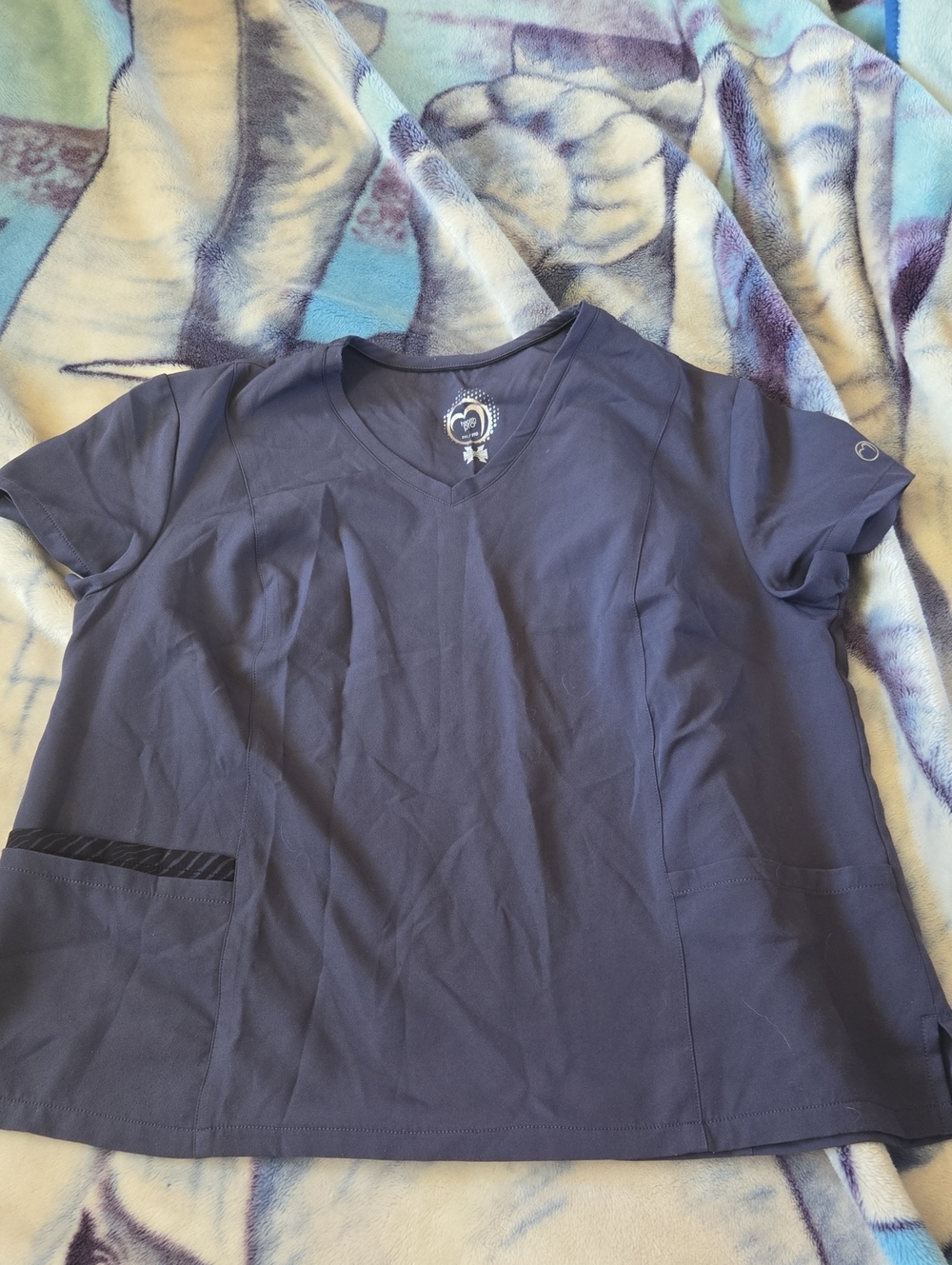 V-Neck Short Sleeve Scrub Top in Slate Blue
